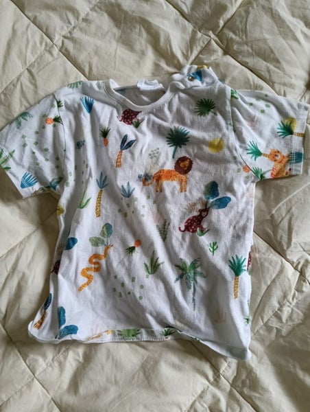 Zara baby jungle animals white top 18-24m Carousel 1
