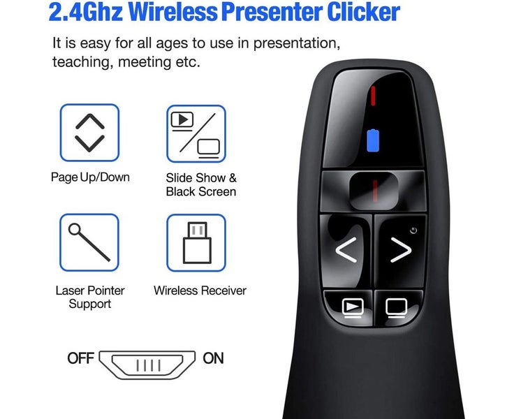 Wireless Presenter Remote, USB Presentation Remote Control PowerPoint Present Carousel 8
