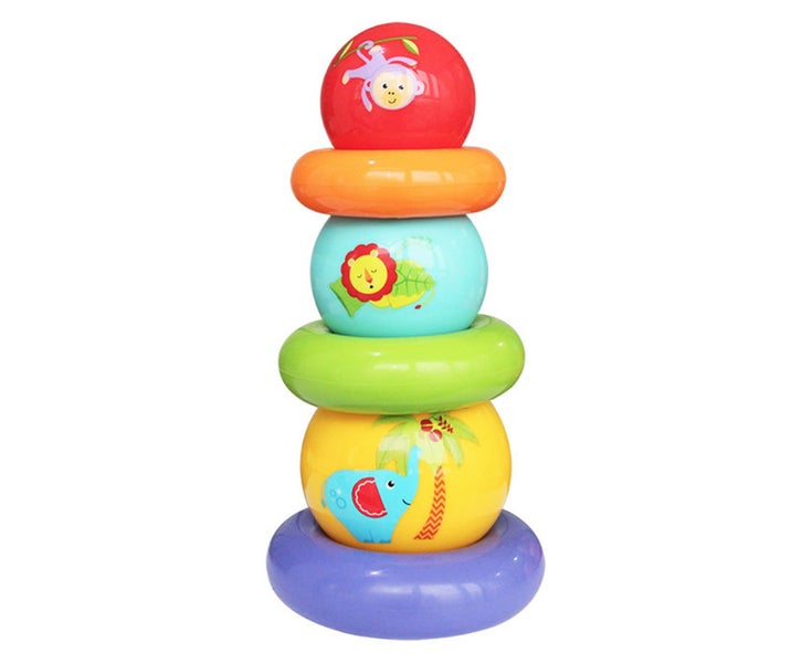 Ring Rainbow Tower Stacking Ball Set Kids Early Development Educational Toy A Carousel 2