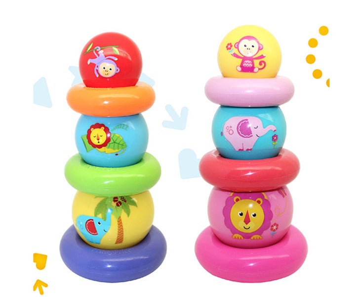 Ring Rainbow Tower Stacking Ball Set Kids Early Development Educational Toy A Carousel 9
