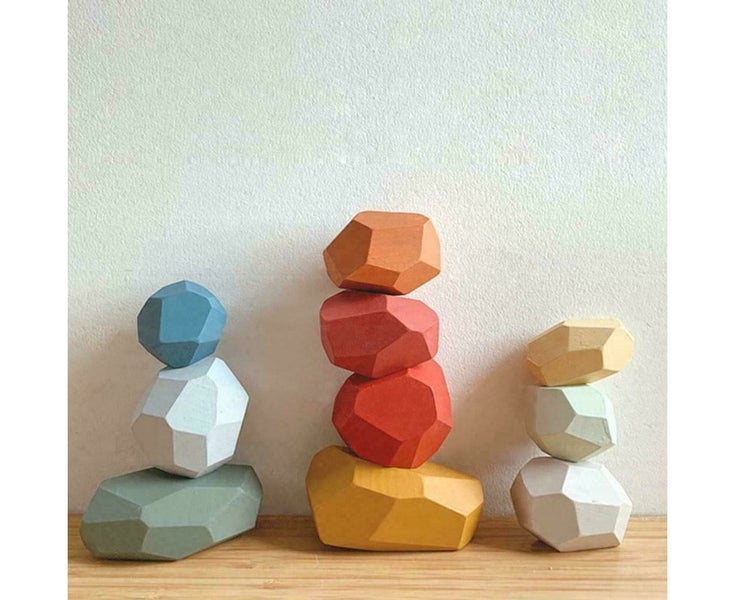 Toy Creative Wooden Colored Stacking Balancing Stone Building Blocks Christma Carousel 1