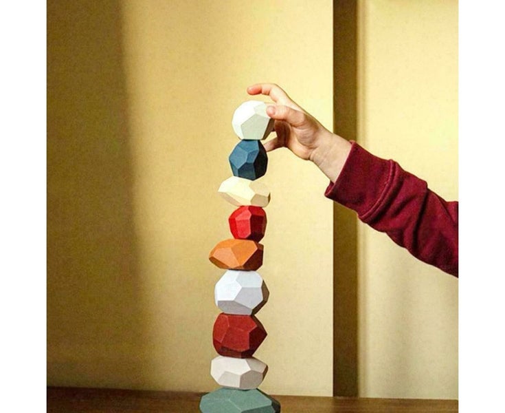 Toy Creative Wooden Colored Stacking Balancing Stone Building Blocks Christma Carousel 4