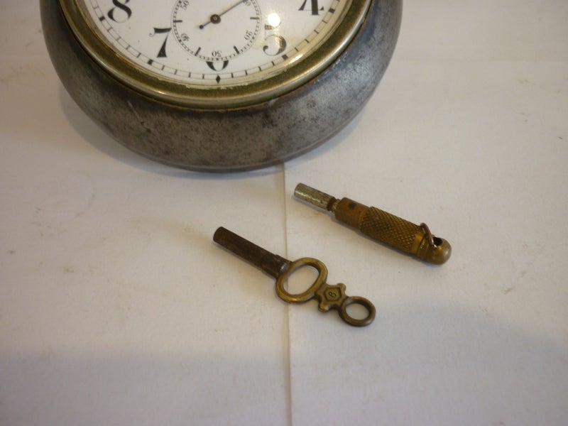 SWISS ANTIQUE SMALL HEAVY CLOCK. TRAVEL/CAR ETC. Carousel 8