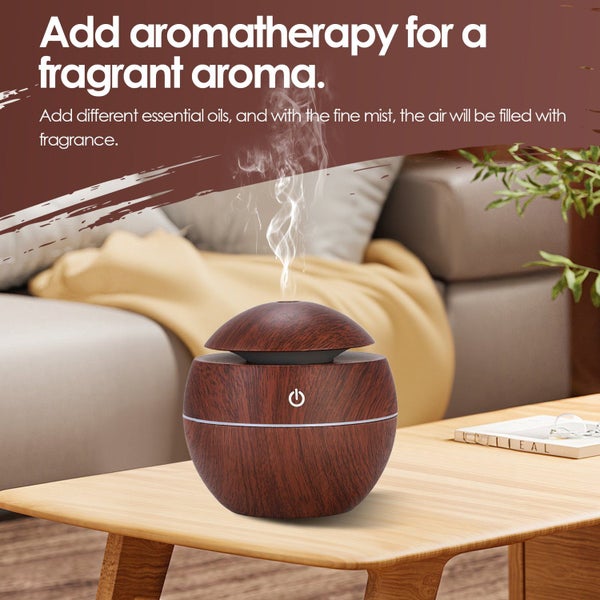 Round wood grain humidifier, air aromatherapy machine, 200 ml mini humidifier Carousel 2