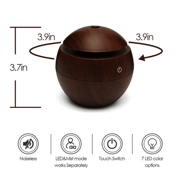 Round wood grain humidifier, air aromatherapy machine, 200 ml mini humidifier Carousel 7