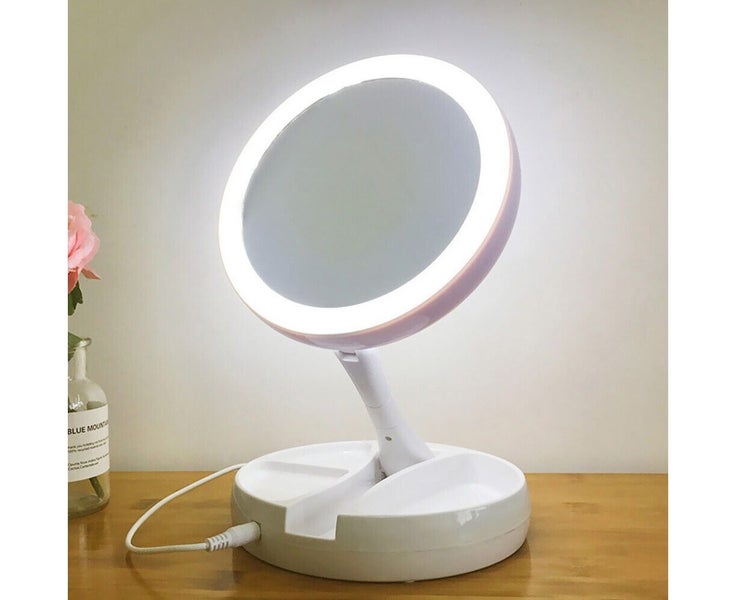 Portable 10x Magnifying USB Makeup Cosmetic Beauty Mirror with LED Light Trav Carousel 2