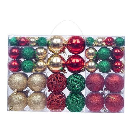 Christmas Ornaments 100Pcs Shatterproof Christmas Pendant Baubles A One Size Carousel 4