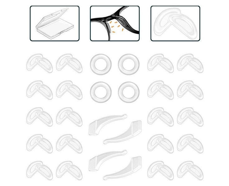 20 Pairs Eyeglass Nose Pads and 4 Eyeglass Retainer Sticky Pads Silicone Glas Carousel 1