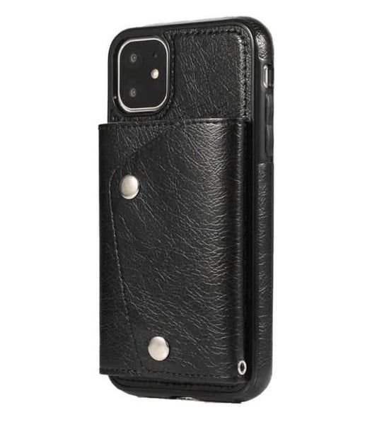 For iPhone 13 Pro Max Luxury Leather Wallet Shockproof Case Cover | Black Carousel 1