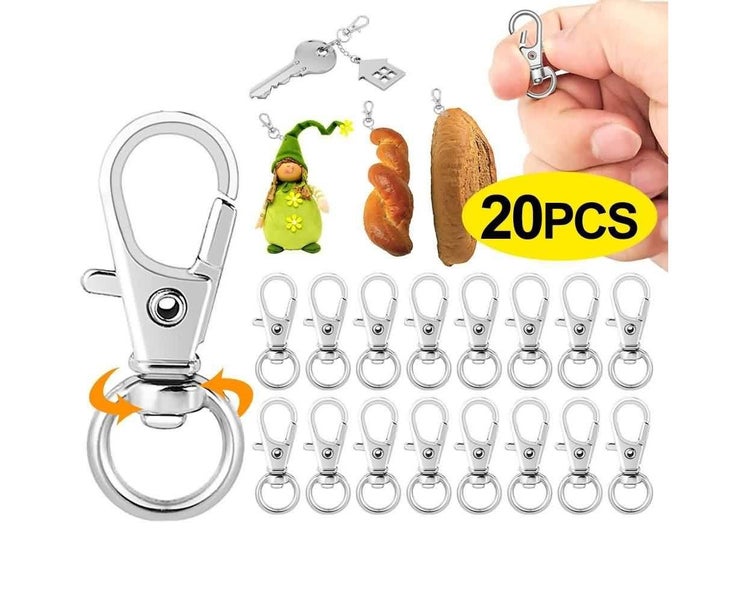 20PCS Swivel Lobster Clasp Clips Hook Alloy Key Ring Split Keychain Durable D Carousel 2