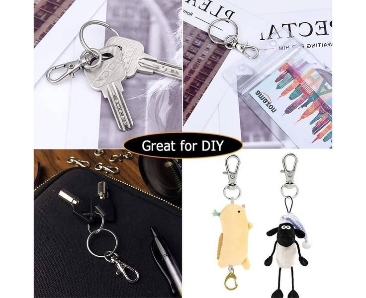 20PCS Swivel Lobster Clasp Clips Hook Alloy Key Ring Split Keychain Durable D Carousel 8