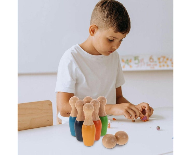 1 set Wooden Kids Bowling Set Small Bowling Game Set For Kids Indoors Outdoor Carousel 2