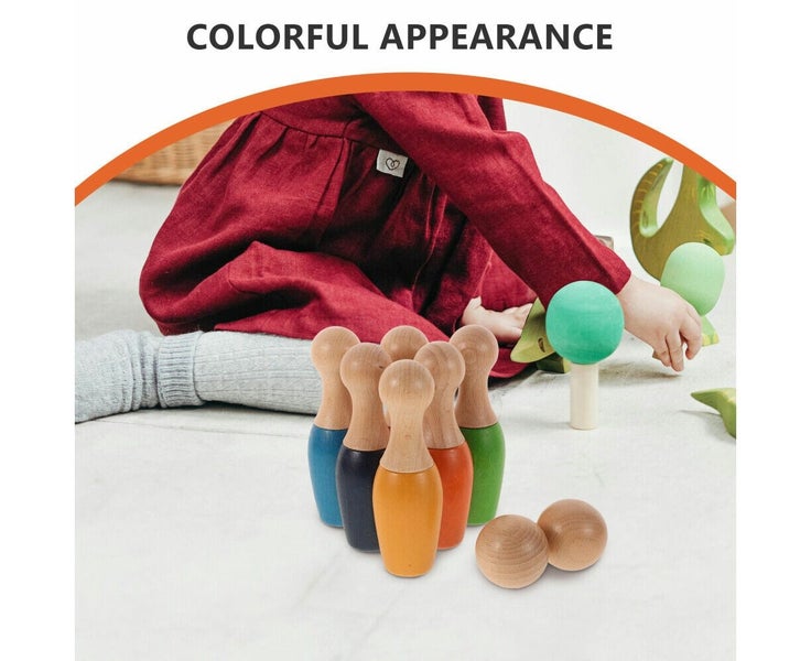 1 set Wooden Kids Bowling Set Small Bowling Game Set For Kids Indoors Outdoor Carousel 8