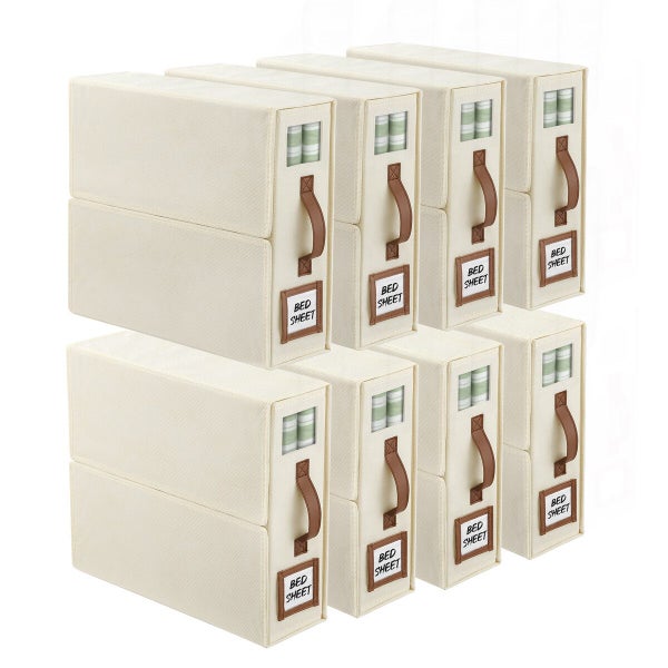 8PCS Bed Sheet Organiser Blanket Fabric Storage Bin Box Carousel 11