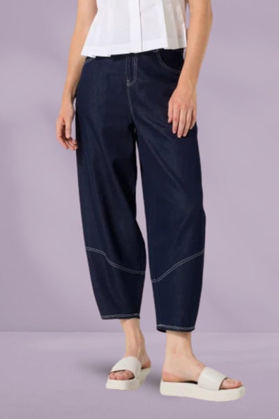 Marco Polo Denim Barrel Leg Pants Dark Denim Carousel 1