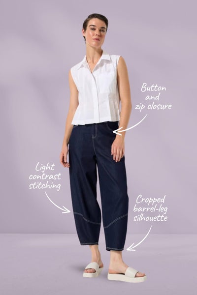 Marco Polo Denim Barrel Leg Pants Dark Denim Carousel 2