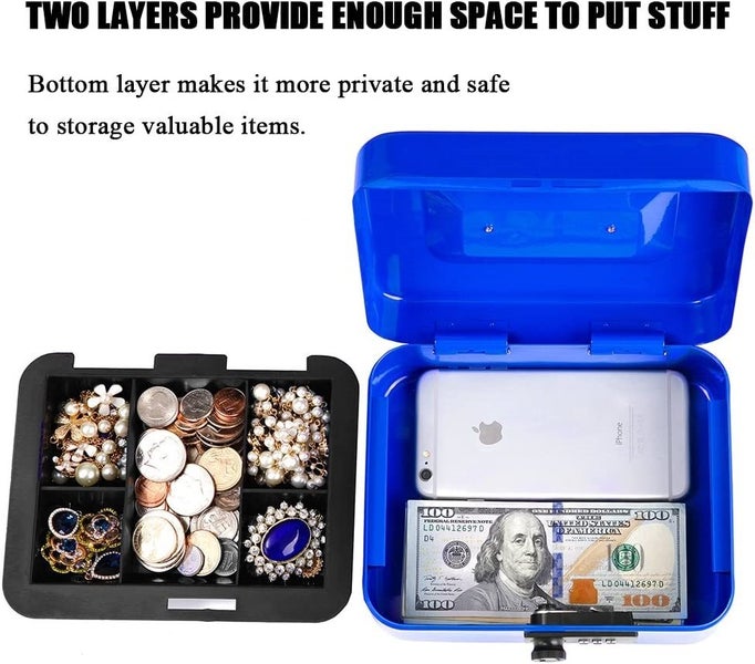 Small Cash Box with Combination Lock ¨C Durable Metal Cash Box with Money Tray Carousel 2