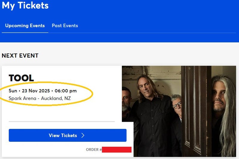 TOOL Tickets x2 Front row seated (Section 21L, Row K) - AKL, Sunday, 23 Nov 202663774526460801110
