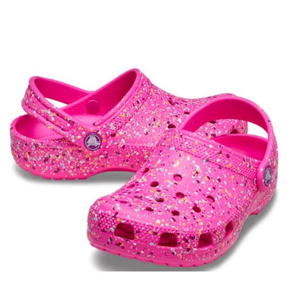 Crocs Kids - Youths Classic Clog K Paint Splatter Print Bright Pink Multi Carousel 1