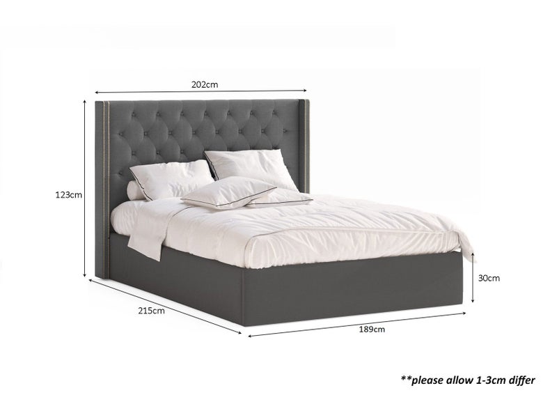 Super King Bed Gas Lift Storage Blue Velvet Carousel 7