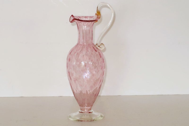 ***VINTAGE PINK GLASS HAND BLOWN JUG MURANO*** Carousel 1