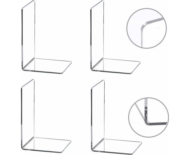 4 Pieces Bookends,Clear Acrylic Bookends for Shelves,Heavy Duty Book Ends and Carousel 1