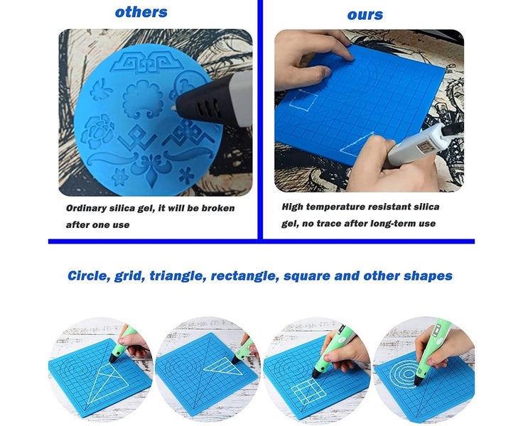3D Printing Pen Silicone Mats with Basic Template,3D Pen Drawing Pad Carousel 5
