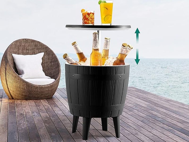 Outdoor Bar Table Cooler Ice Bucket Outdoor Storage Box Black Carousel 2