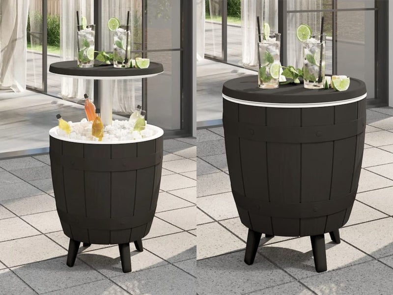 Outdoor Bar Table Cooler Ice Bucket Outdoor Storage Box Black Carousel 1