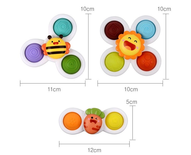 3Pcs Suction Cup Spinner Toys,Baby Spinners Dimple Toy w/ Pop Fidget Function Carousel 2