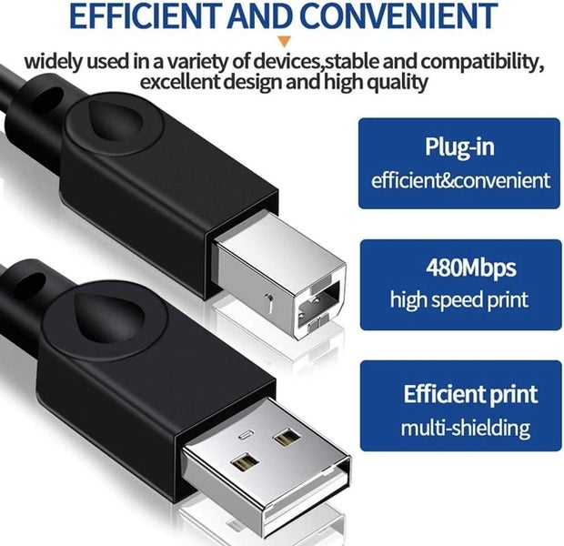 Printer Cable 5M/16.4FT,USB Printer Cable USB 2.0 Type A Male to B Male Scann Carousel 2