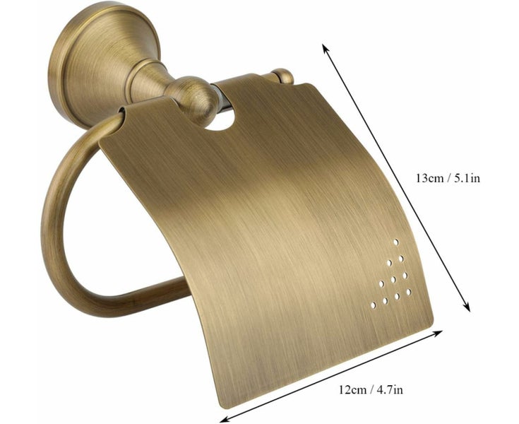 WSECOMM Antique Toilet Paper Holder,Brushed Brass Toilet Paper Holder Wall Mo Carousel 2