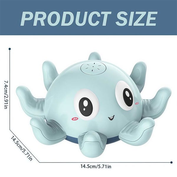 Light Up Octopus Sprinkler Baby Bath Toy Fountain Water Toy-Blue Carousel 2