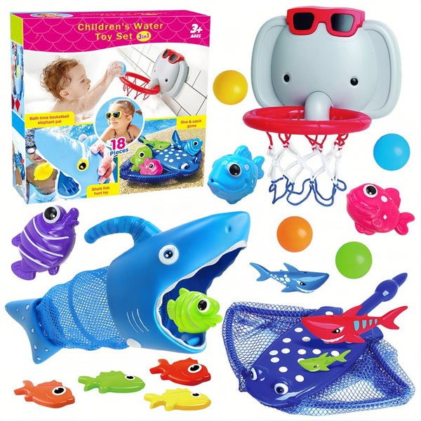 18Pcs 3-in-1 Bath Toys Water Play Set for Boys Girls Carousel 1