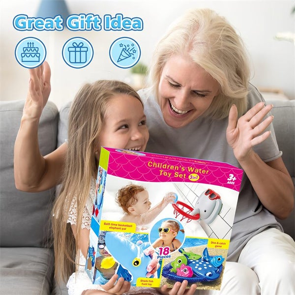 18Pcs 3-in-1 Bath Toys Water Play Set for Boys Girls Carousel 7
