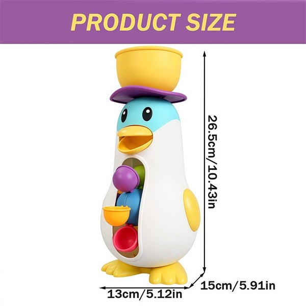 Baby Bath Toy Penguin Kids Bath Toys with Rotatable Waterwheel Carousel 2