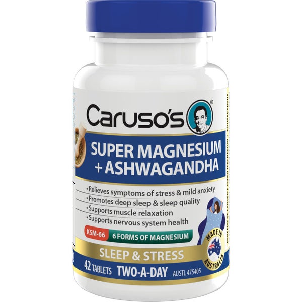 Caruso's Super Magnesium + Ashwagandha 42 Tablets Carousel 1