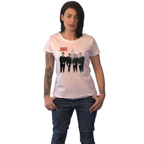 The Beatles Beatles in Liverpool Official Womens New Skinny Fit T Shirt Carousel 1