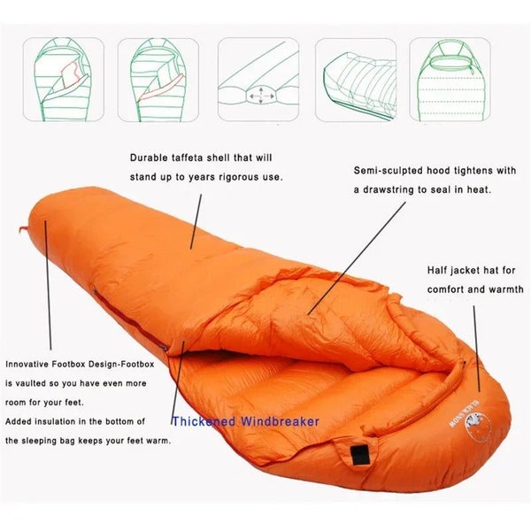 NNEOBA Goose Down Mummy Sleeping Bag Orange Carousel 2
