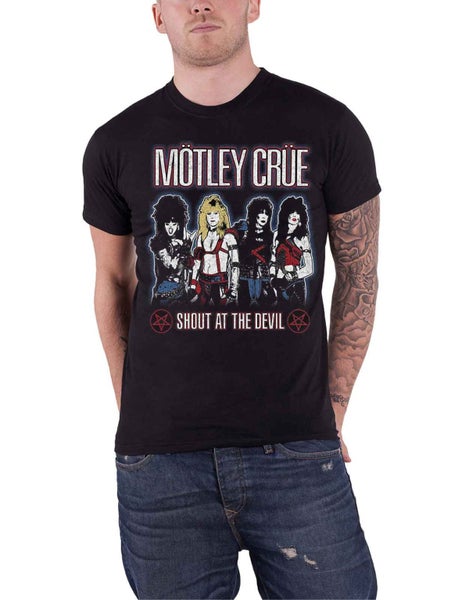 Motley Crue T Shirt Shout at the Devil Vintage Band Logo new Official Mens Black Carousel 1