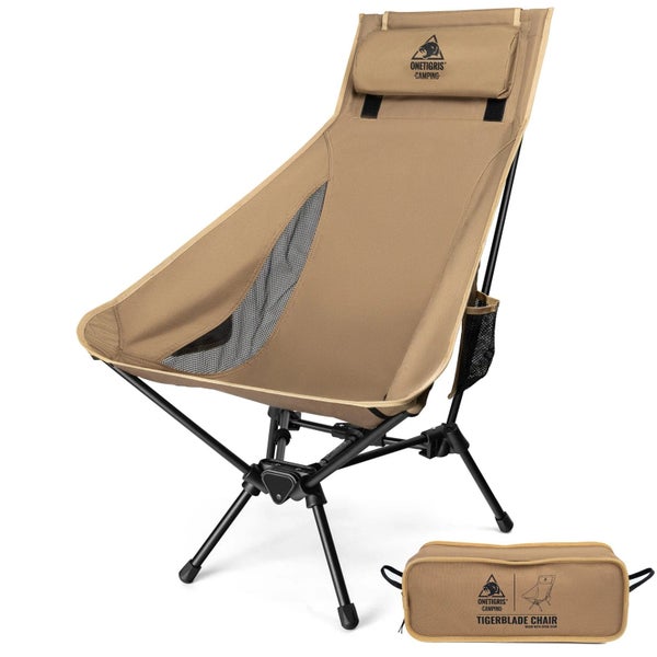NNEOBA Portable High-Back Camping Chair Khaki Carousel 1
