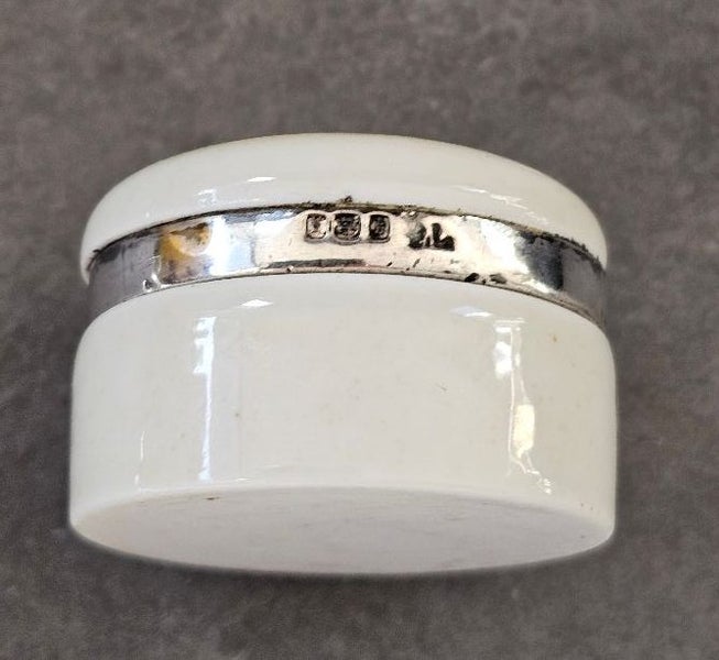 Antique Porcelain Trinket Box with Hallmarked Silver Cuff. Boys College Nelson. Carousel 6