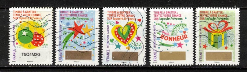 (v) France 2016 Lottery Greetings 5 stamps used Carousel 1