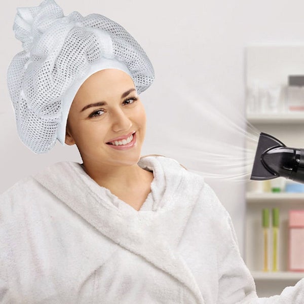 Net Plopping Cap for Drying Curly Hair Net Plopping Bonnet with Drawstring Carousel 5