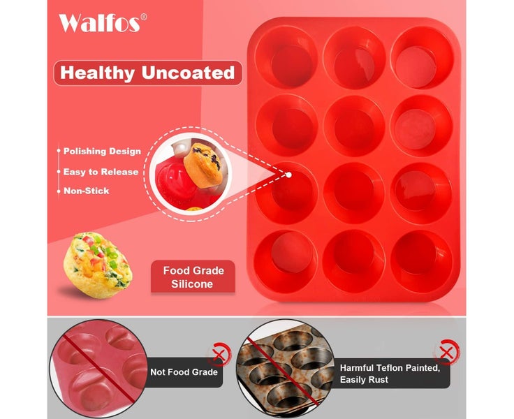 12-Cup Jumbo Silicone Cupcake Pan, Non-Stick Silicone, Perfect for Egg Muffin Carousel 2