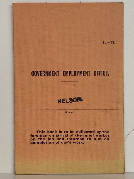 GOVERNMENT EMPLOYMENT OFFICE: Employment Booklet, Nelson 1932 Carousel 2