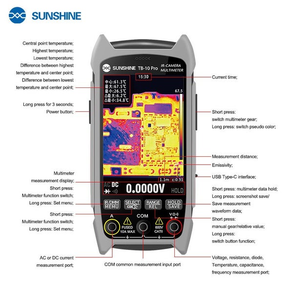Handheld Thermal Imaging & Multimeter 2-in-1 SUNSHINE TB-10 Pro - NZ Stock Carousel 1