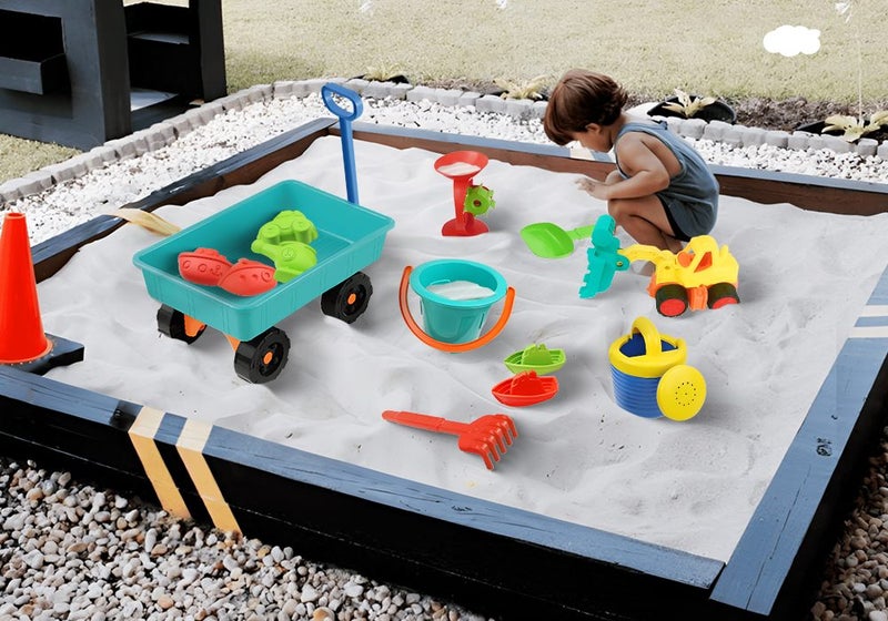 Kids Beach Sand Toys Set Sandpit Wagon Cart Outdoor Carousel 2