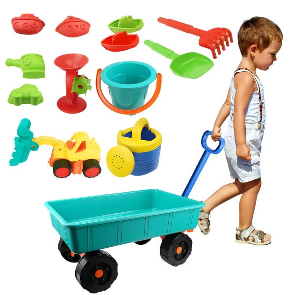 Kids Beach Sand Toys Set Sandpit Wagon Cart Outdoor Carousel 9
