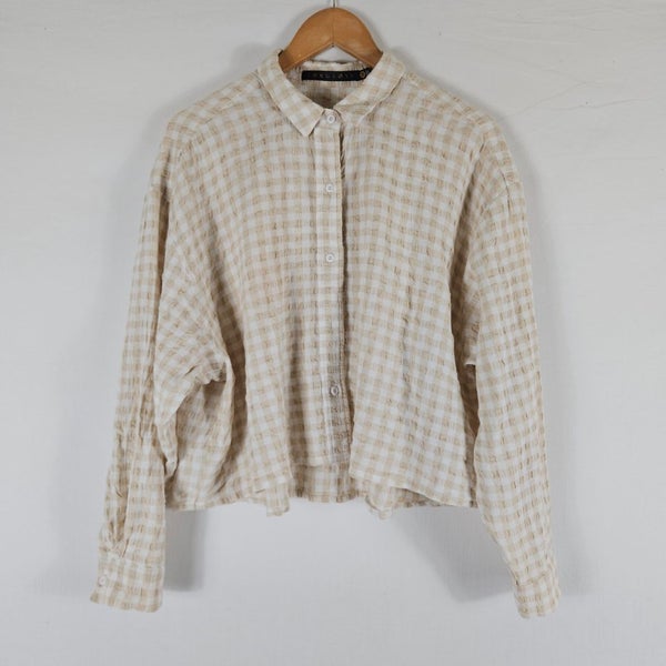 Long lost Gingham Cropped Oversize Shirt size 14 Carousel 2